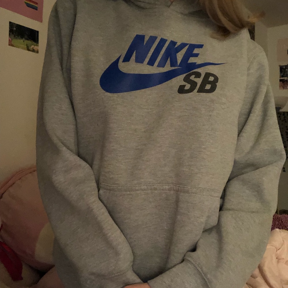 nike hoodie or sweatshirt blue and grey